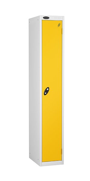 probe door steel locker yellow