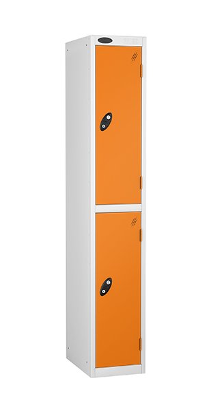 probe two door steel locker orange
