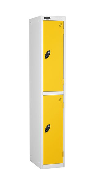 probe two door steel locker yellow